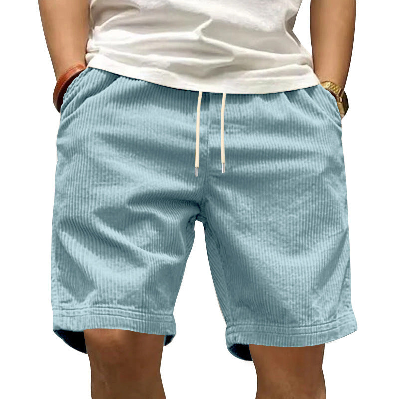 New Men's Casual All-matching Thin Corduroy Shorts Light Blue
