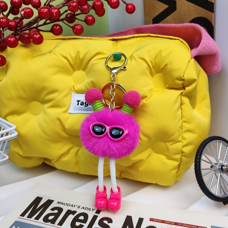 Creative Keychain Cute Three-dimensional Cartoon Doll Rose Red