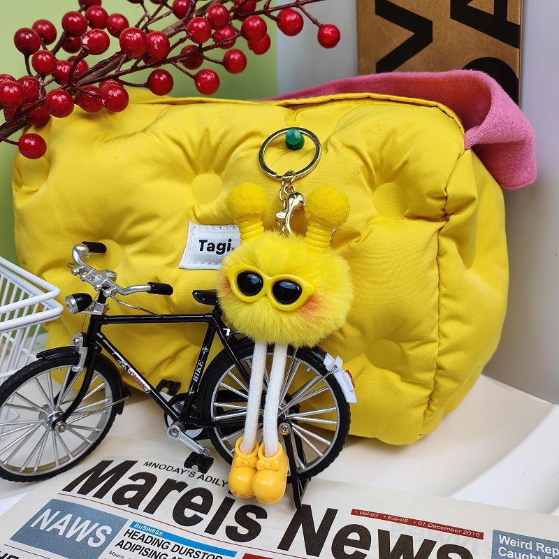 Creative Keychain Cute Three-dimensional Cartoon Doll Yellow