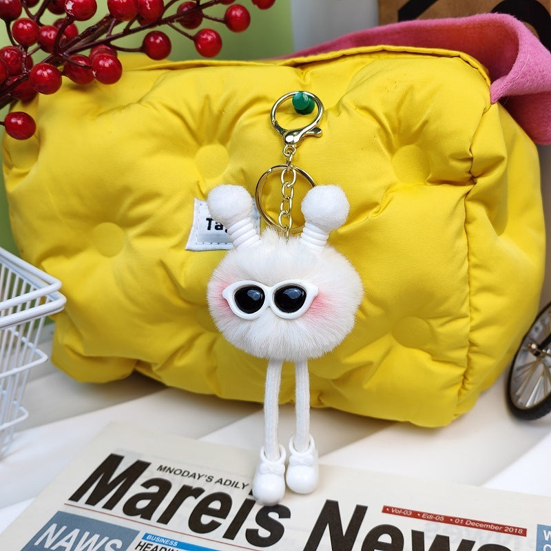 Creative Keychain Cute Three-dimensional Cartoon Doll White