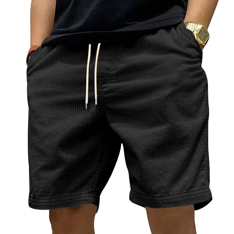 New Men's Casual All-matching Thin Corduroy Shorts Black