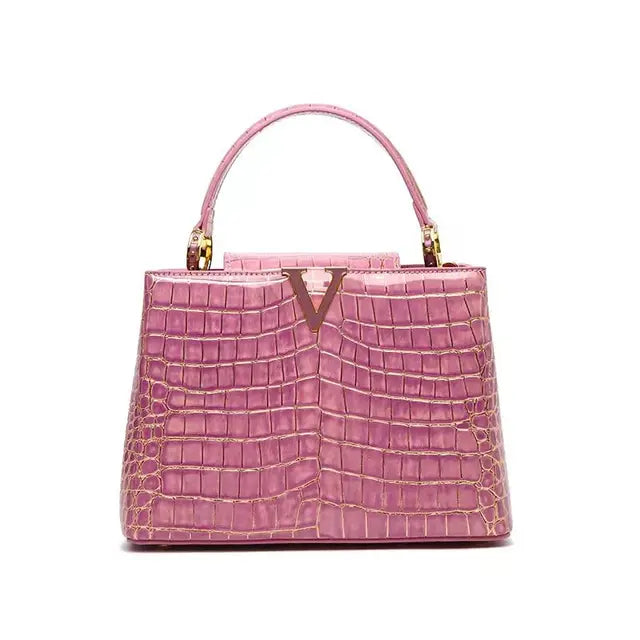 Luxury Designer Brand bolsa feminina 2023 New High-quality сумка Leather Crocodile Print Shoulder Handbags for Women 가방 Hot Sell T-101 Pink