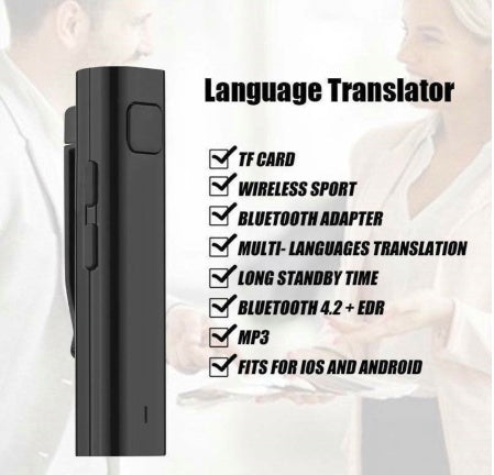 Smart Instant Voice Translator Mini Bluetooth Real Time Translation 26 Language Automatic Speech Travel Translato Black