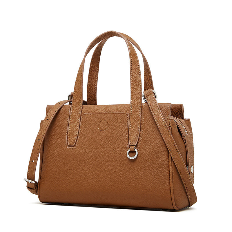 Cowhide Portable Large-capacity Crossbody Bag Brown