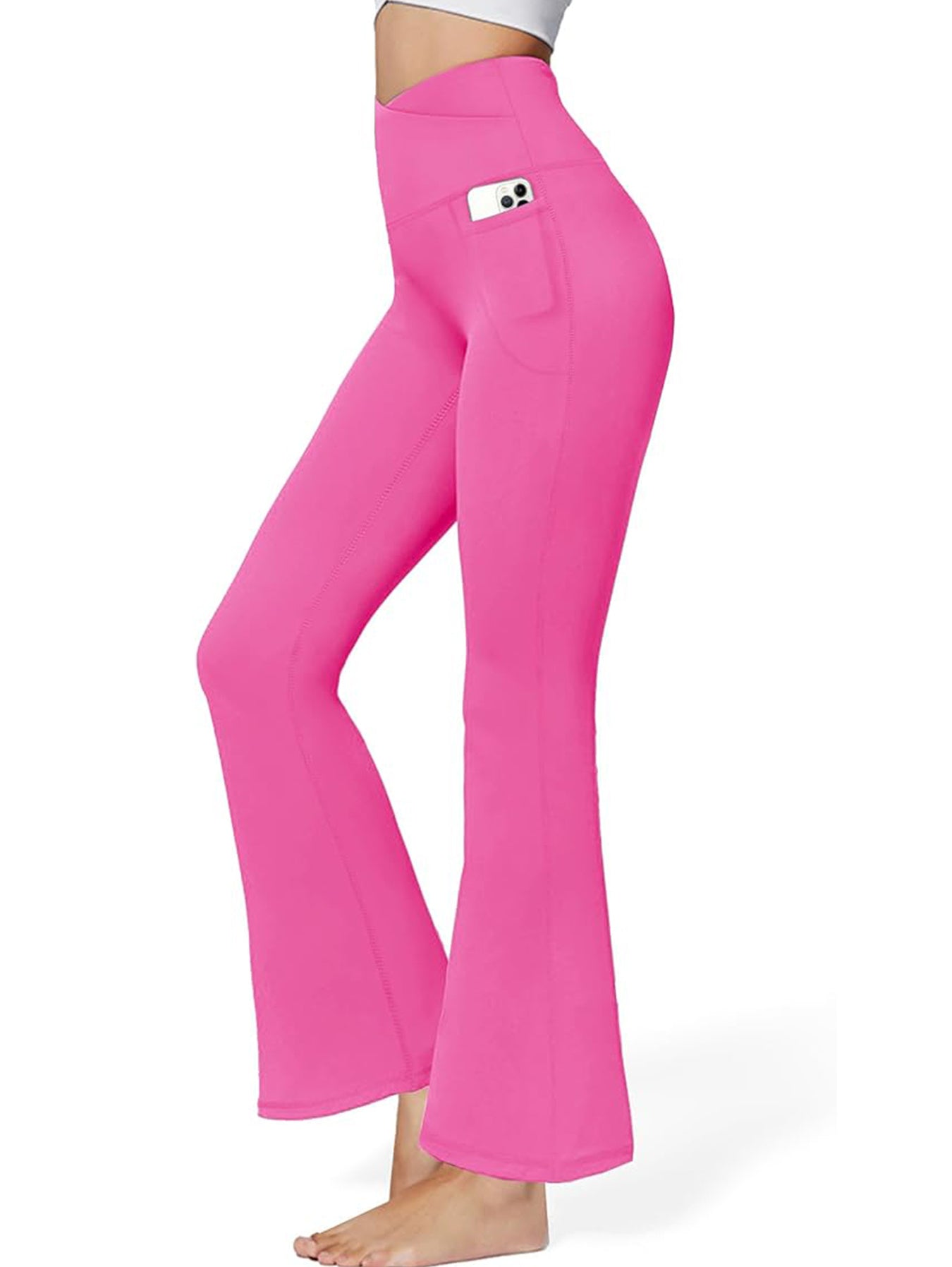 Flare Leggings For Women With Pockets Pink