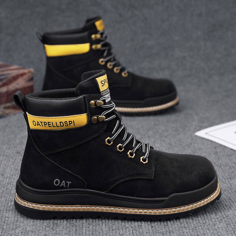 Autumn and winter new high top retro workwear casual Martin boots men's shoes Black BJ12