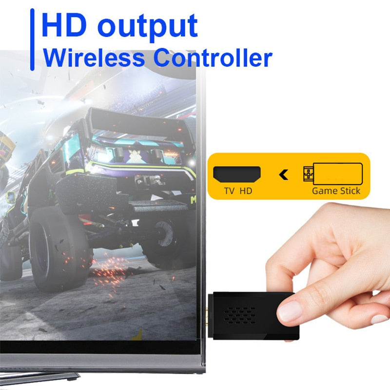 4K HD Video TV Game Console 2G+32G/64G 10000+ Classic Retro Games 4K Game Stick With 2.4G Wireless Controller PS1/FC Joystick