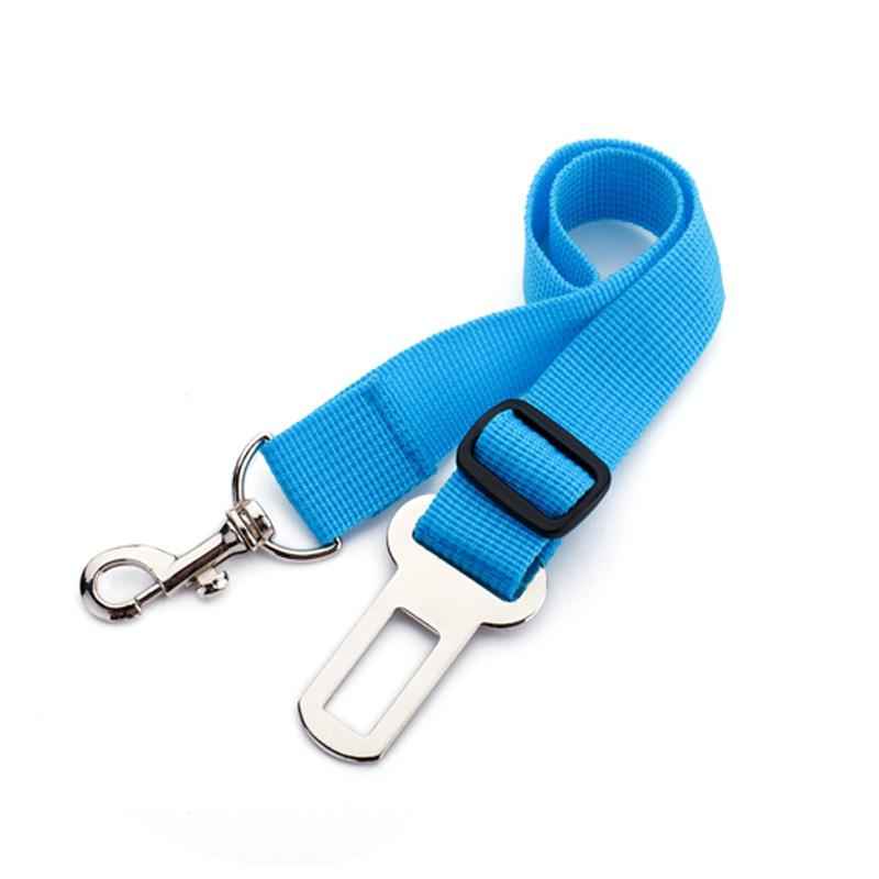 Dog car seat belt safety protector travel pets accessories dog leash Collar breakaway solid car harness Blue