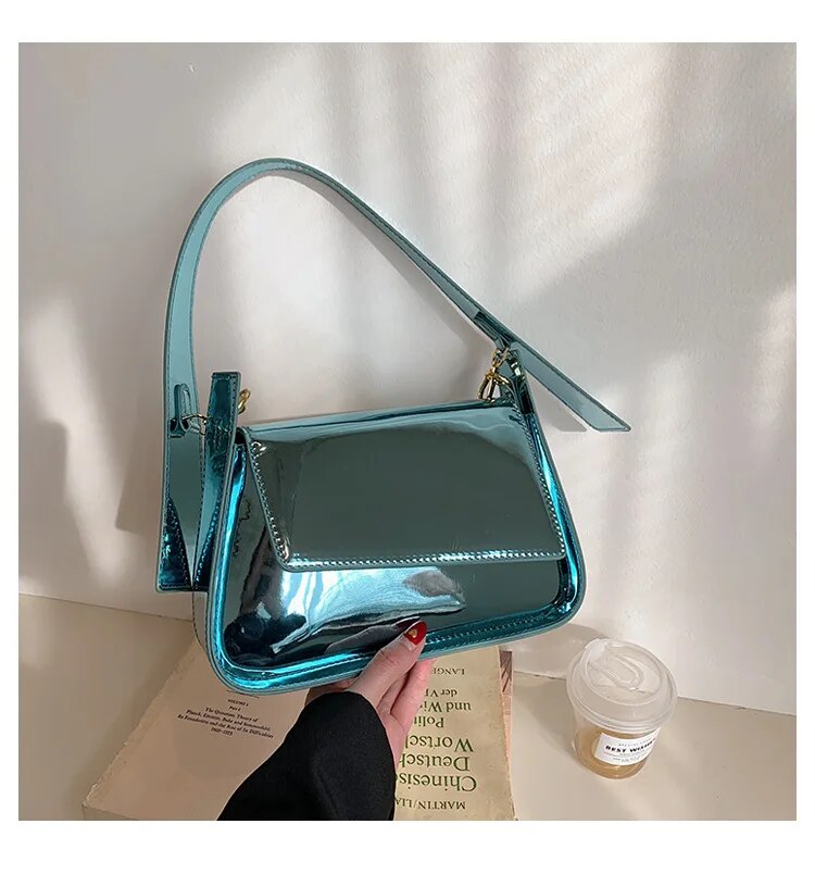 Brand Luxury Designer Laser Women Armpit Bag Gold Chic Female Shoulder Bags Party Clutches Trend Lady Purses And Handbags