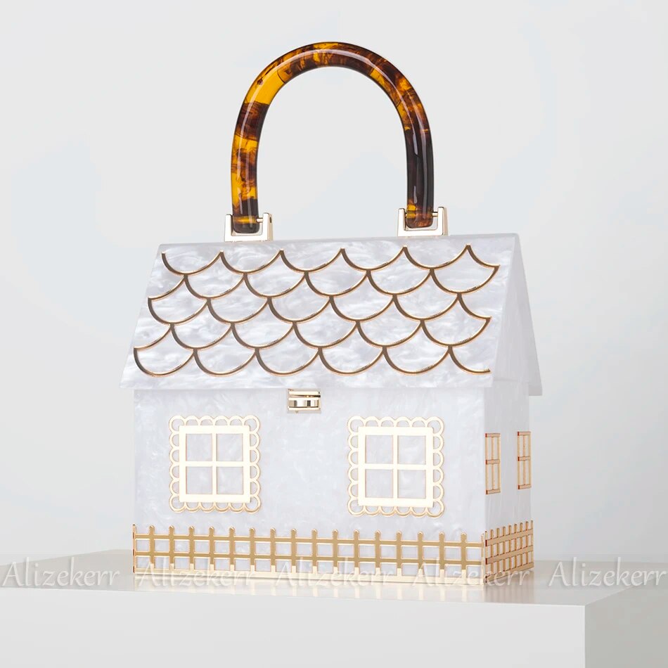 Box Evening Clutch Bags Women Luxury Designer Acrylic Handle House Shaped Purses And Handbags Wedding Party