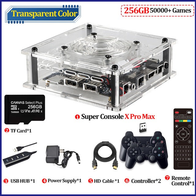 Retro mini video game console with dual systems of PSP/N64 for TV X Pro Max White 256 GB