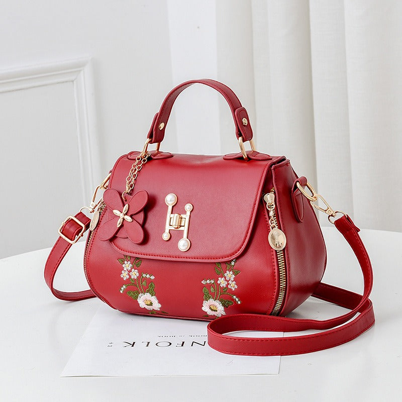 Bags for women Fashion Bucket Bags Single Shoulder Messenger Bags Internet Celebrity Bags Temperament All-match Handbags Wine red