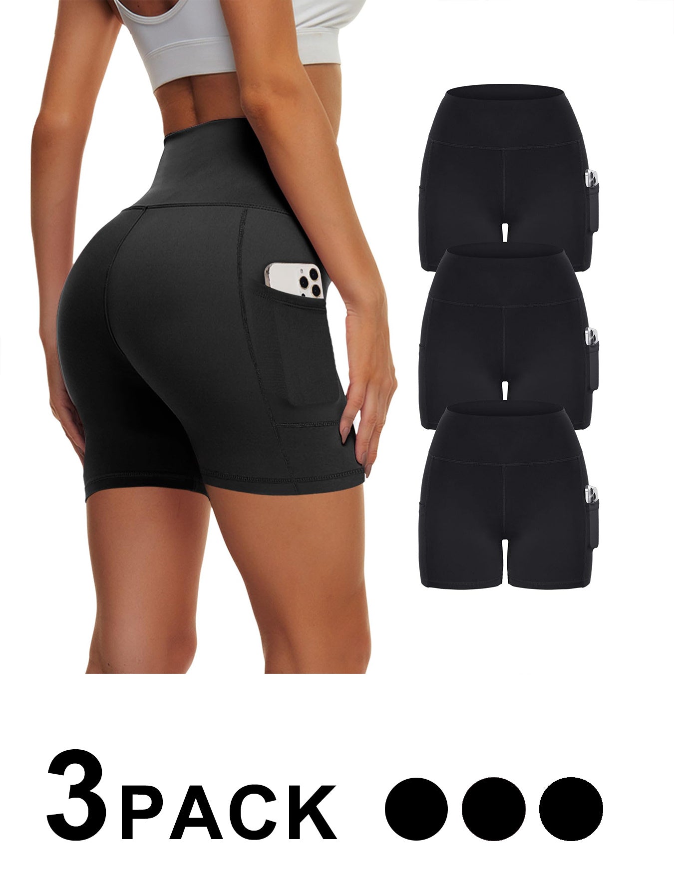 Yoga Pants - Three Points High Waist (3 Pieces) 3pcs