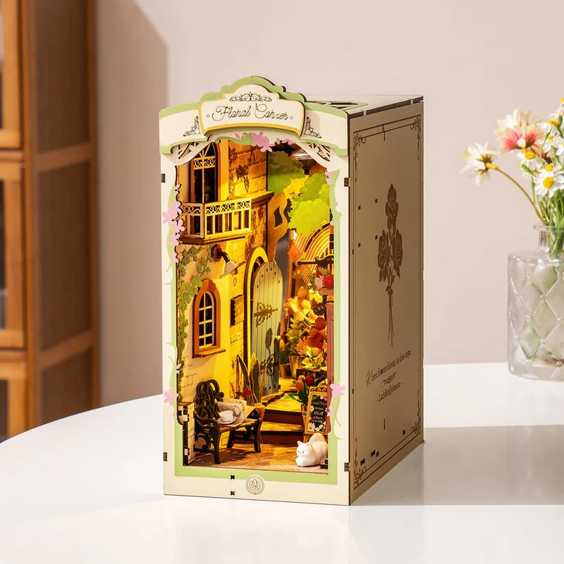 Rolife Floral Corner DIY Book Nook Shelf Insert Kit Floral Corner