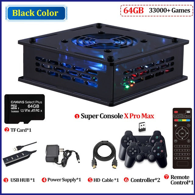 Retro mini video game console with dual systems of PSP/N64 for TV X Pro Max Black 64 GB