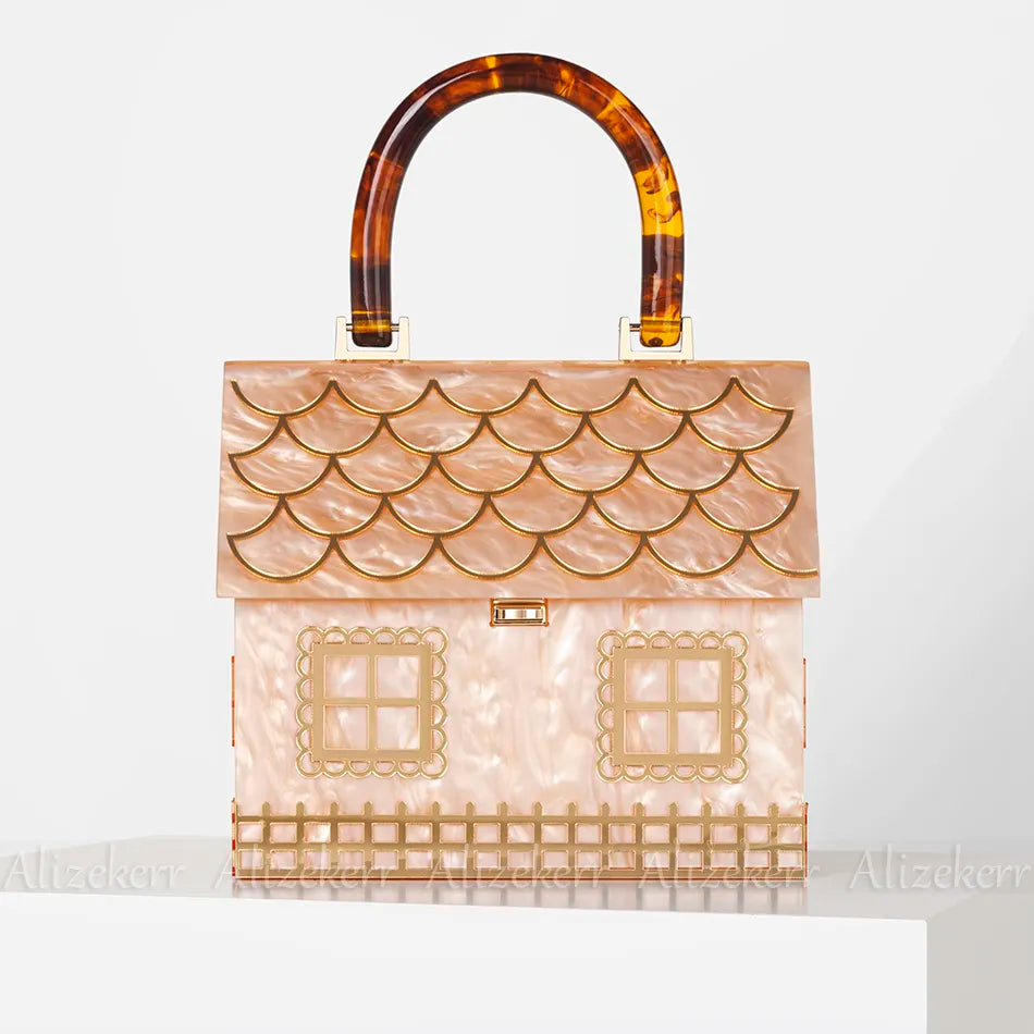 Box Evening Clutch Bags Women Luxury Designer Acrylic Handle House Shaped Purses And Handbags Wedding Party