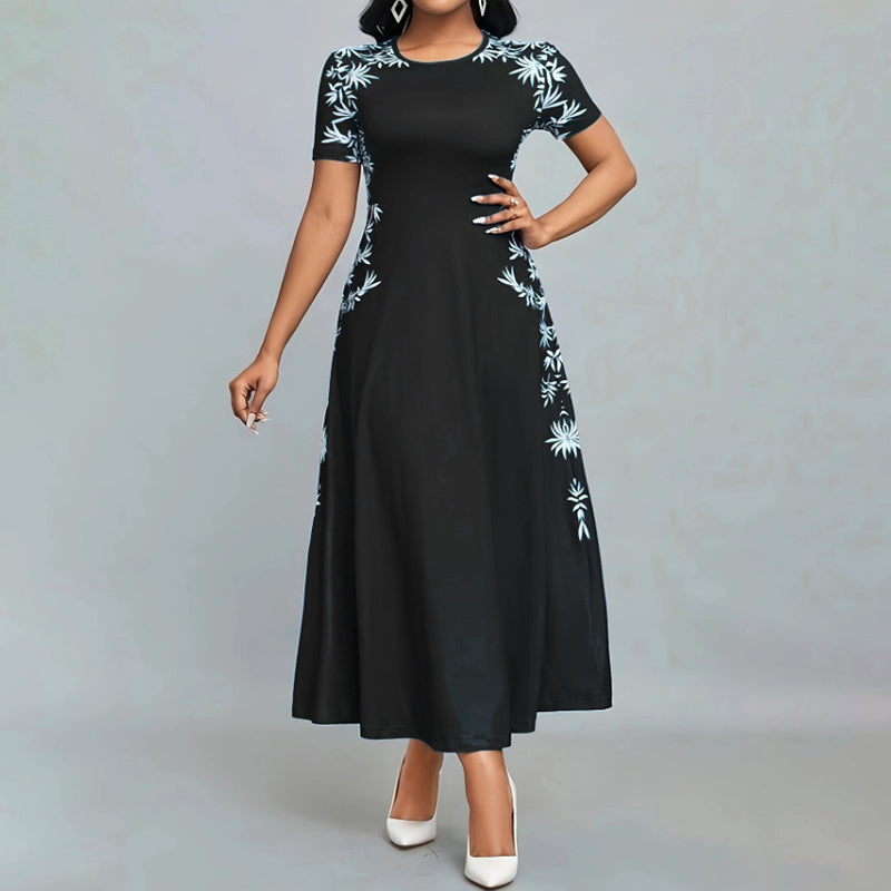 Women's Elegant Short Sleeve Maxi Dress Black