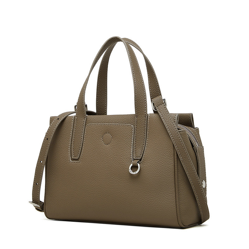 Cowhide Portable Large-capacity Crossbody Bag Gray