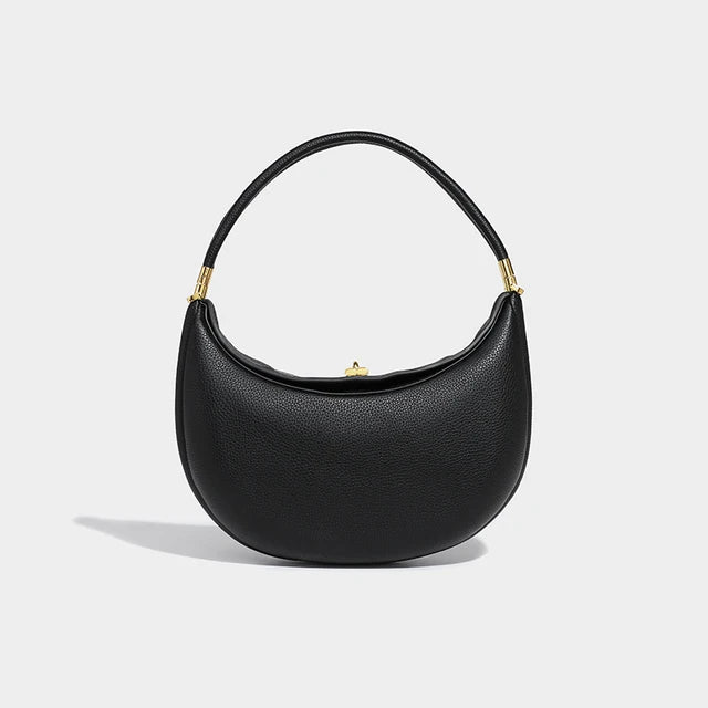 Fashion Unique Half Moon Shoulder Bag Women Small Tote Handbags High Quality Soft Leather Purse Female Crossbody Bags Black