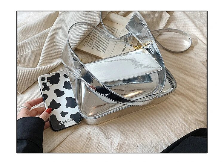 Brand Luxury Designer Laser Women Armpit Bag Gold Chic Female Shoulder Bags Party Clutches Trend Lady Purses And Handbags