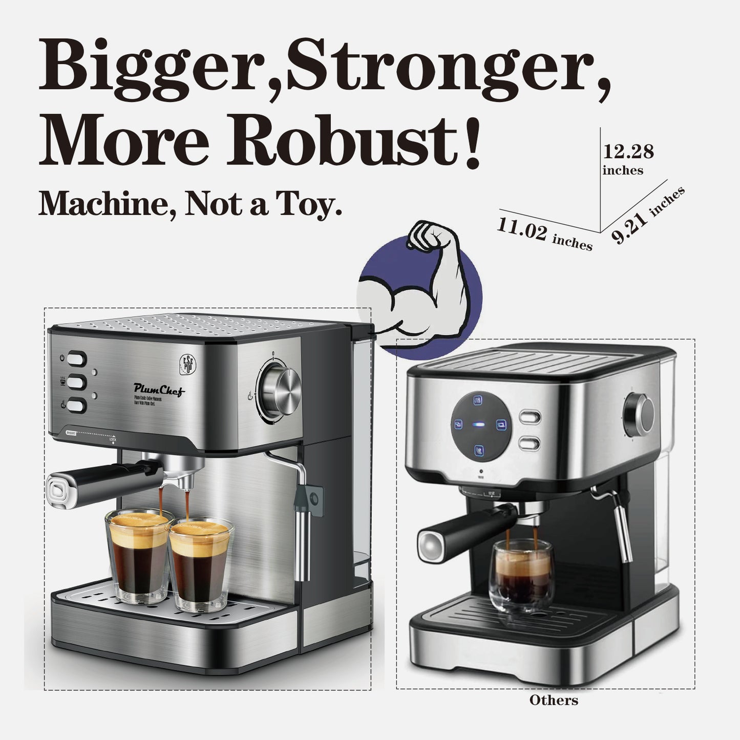 Professional Espresso Machine With Milk Frother, Single & Double Shot,