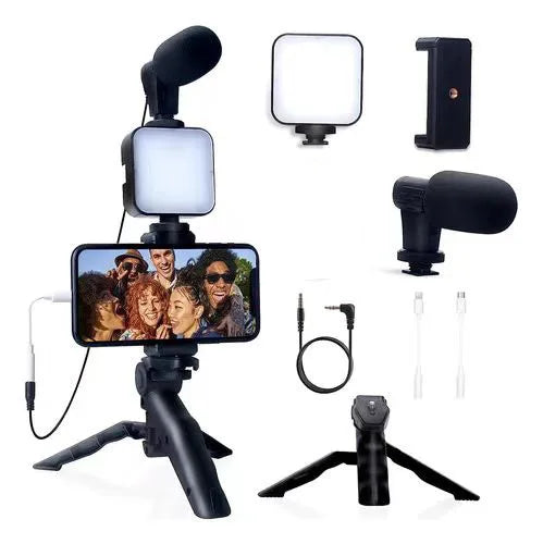 Vlogging kit for mobile phone tripod 36 led fill light and mini microphone for live stream, video TikTok YouTube TC-Apple