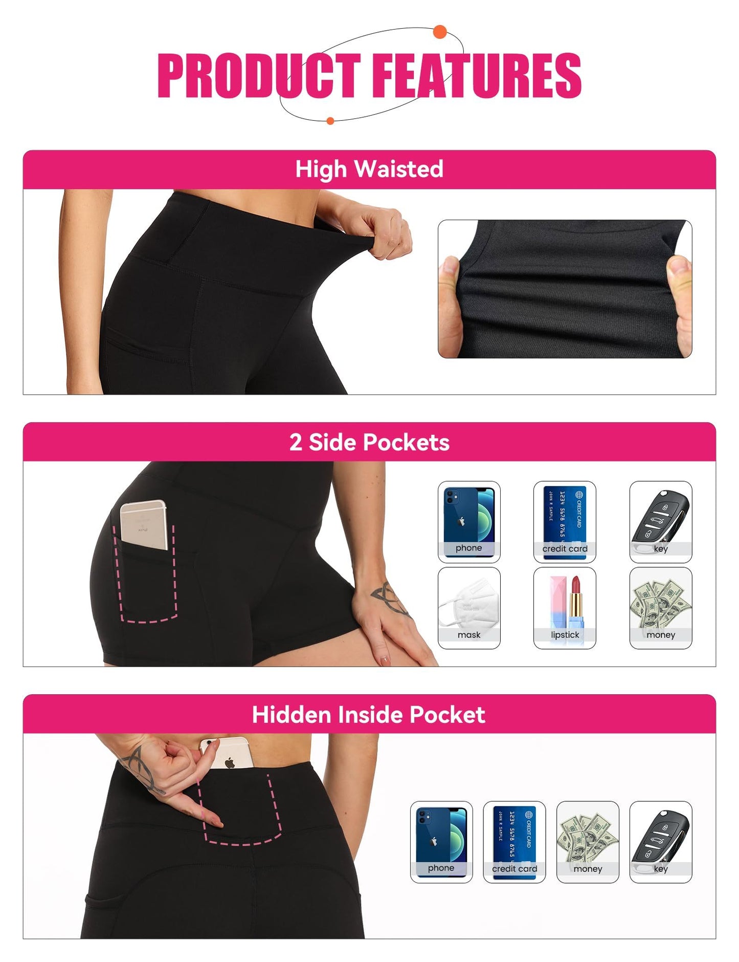 Yoga Pants - Three Points High Waist (3 Pieces)