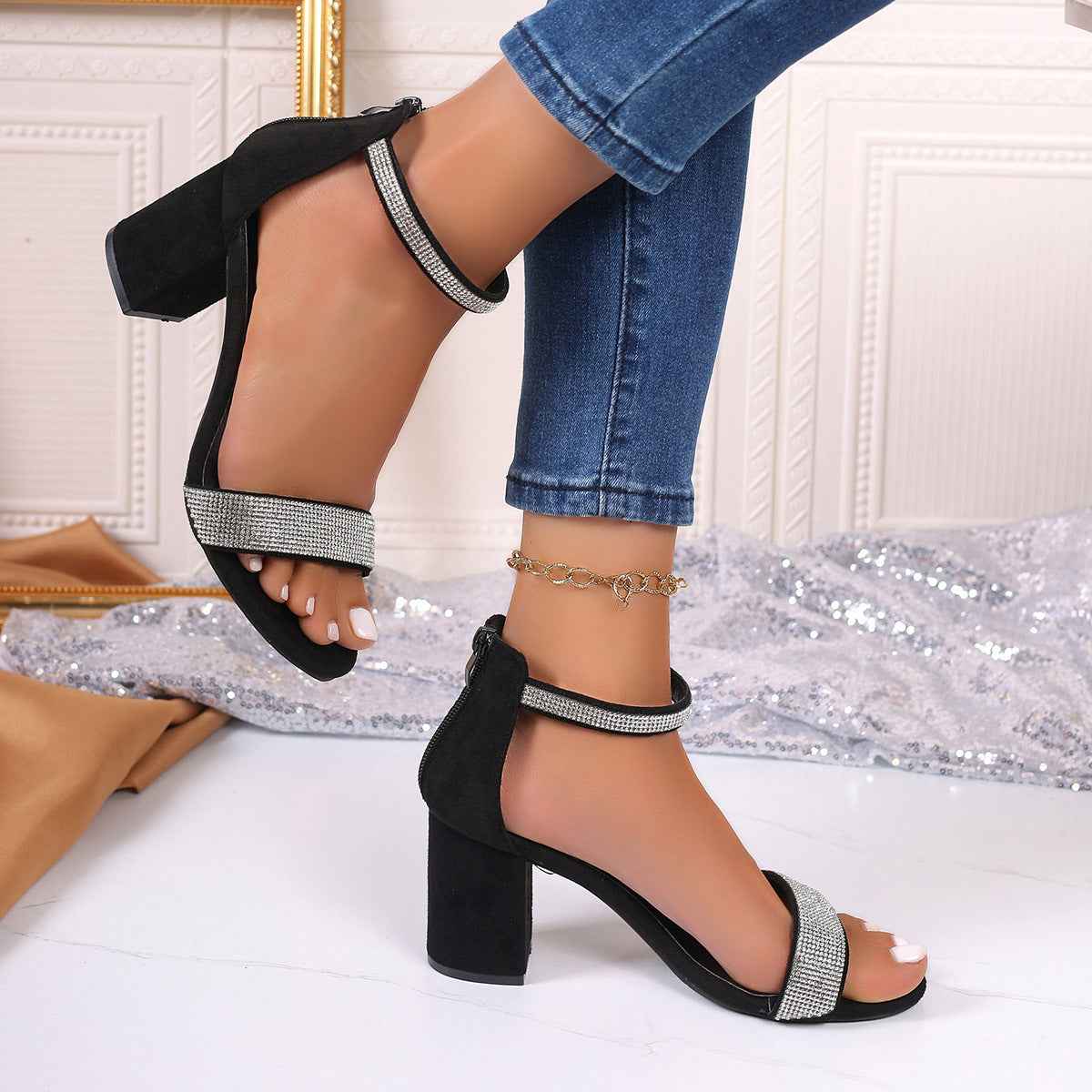 Rhinestone High Heel Sandals
