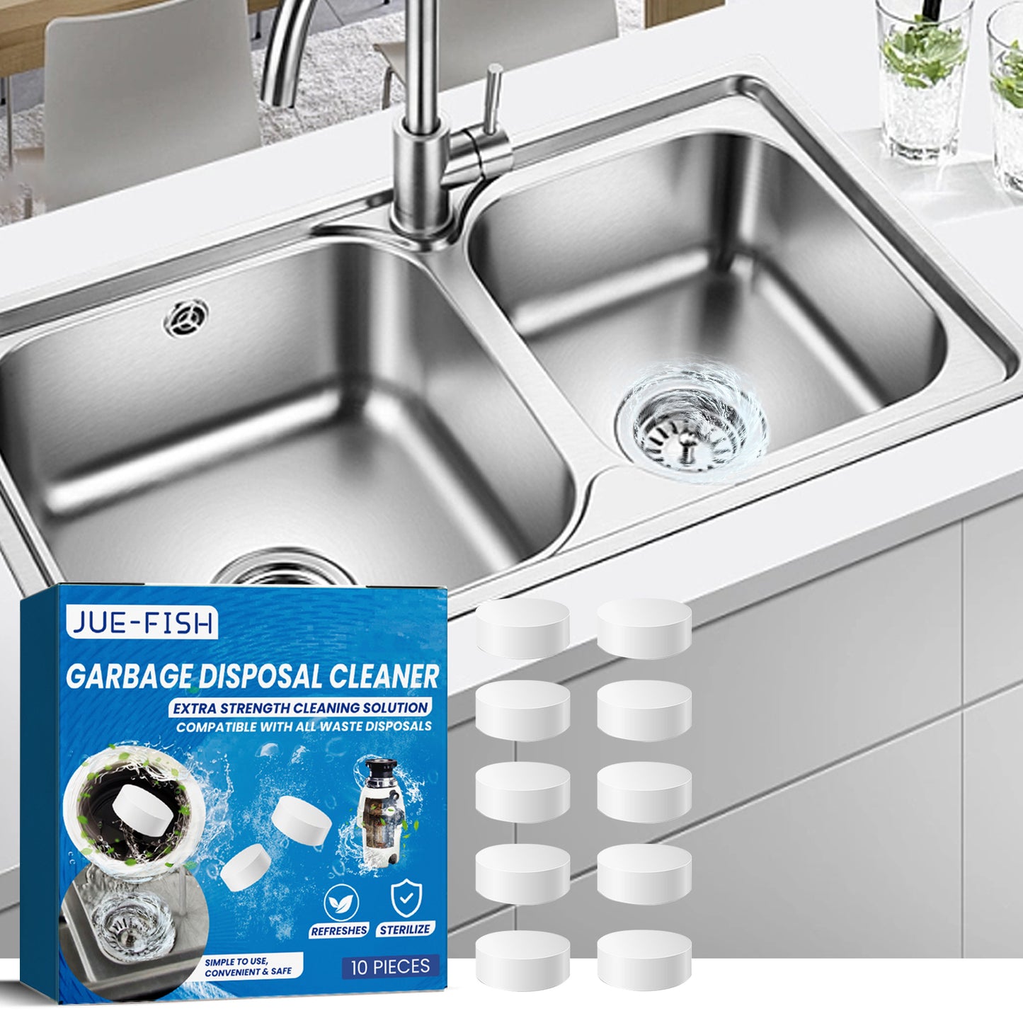Sink Cleaning Tablet, Kitchen Sink Cleaning Grease Stains Dirt Dredging Pipe Cleaning Tablets