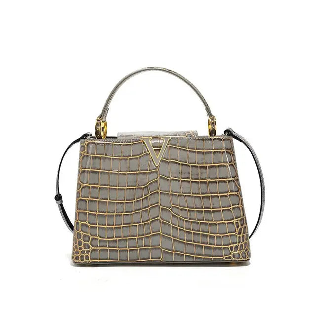 Luxury Designer Brand bolsa feminina 2023 New High-quality сумка Leather Crocodile Print Shoulder Handbags for Women 가방 Hot Sell T-101 Grey