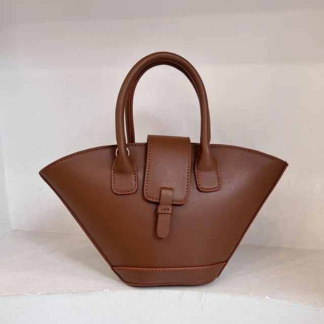Vintage Shell Bags For Women Luxury Designer Handbags And Purses 2023 New In PU Top Handle Korean Small Shoulder Messenger Bag coffee (20cm<Max Length<30cm)