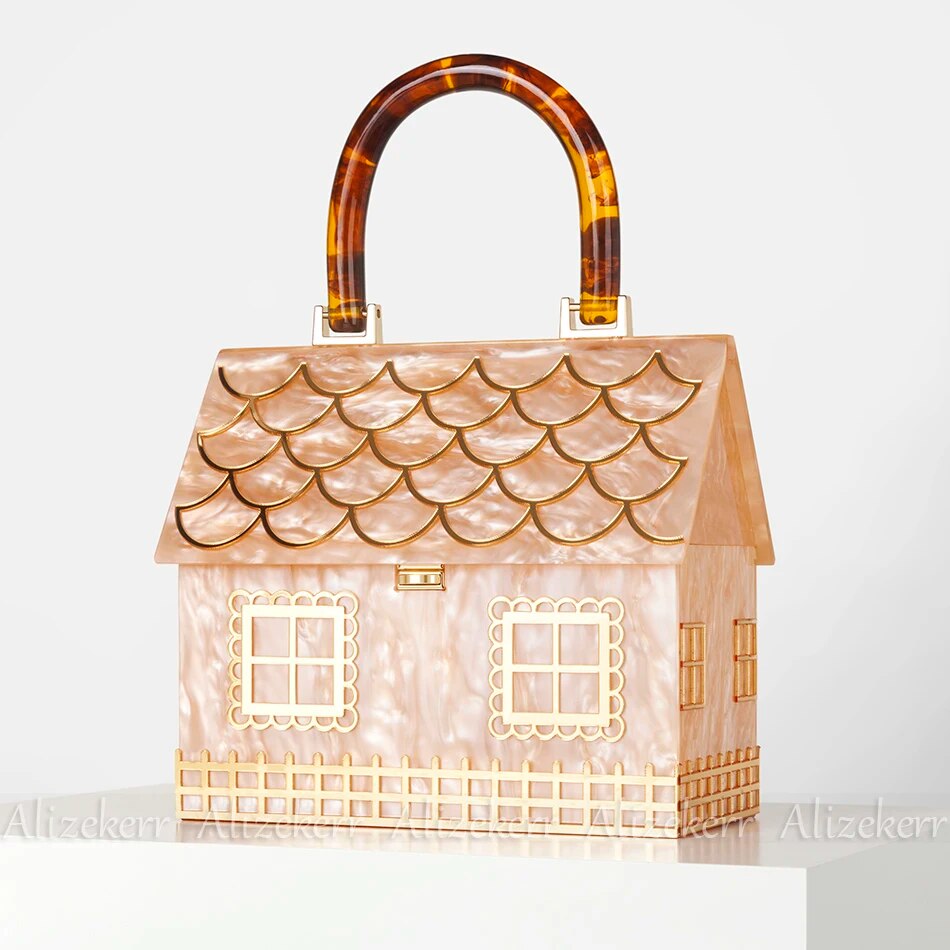 Box Evening Clutch Bags Women Luxury Designer Acrylic Handle House Shaped Purses And Handbags Wedding Party