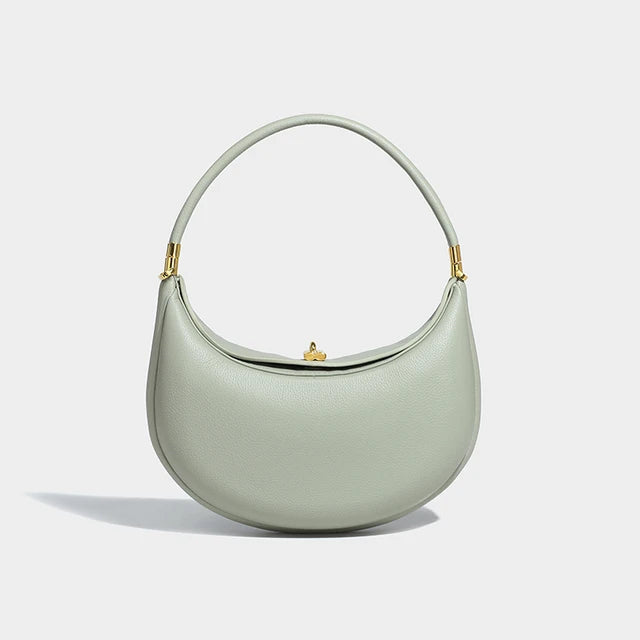 Fashion Unique Half Moon Shoulder Bag Women Small Tote Handbags High Quality Soft Leather Purse Female Crossbody Bags Green