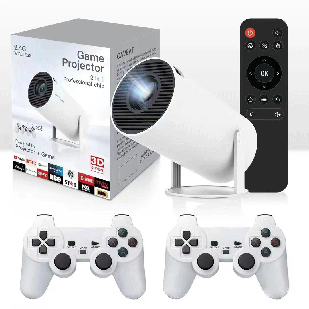 New game version HY300/P30 4K Android 11 game console HD projection home projector HY300 + 2 handles + remote con