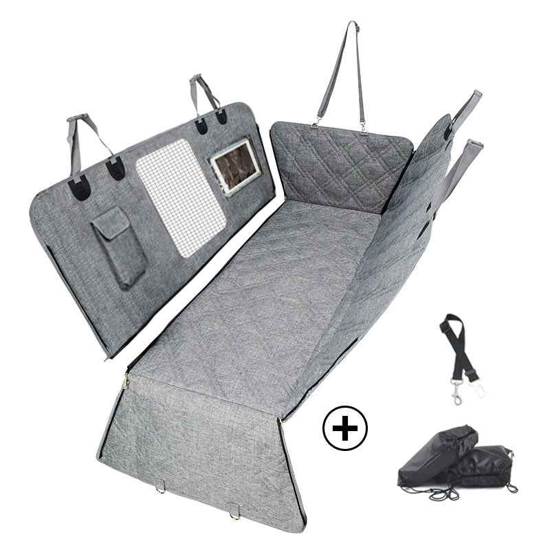 Divisible Waterproof Car Seat Pad for Rear Seats - Suitable for Pets and Humans, Thickened and Water-Resistant Automotive Backseat Pet Pad PVC model - gray + safety belt + drawstring bag 137*147cm