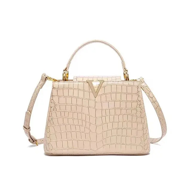 Luxury Designer Brand bolsa feminina 2023 New High-quality сумка Leather Crocodile Print Shoulder Handbags for Women 가방 Hot Sell T-101 Beige