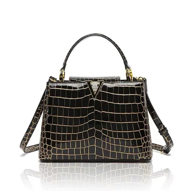Luxury Designer Brand bolsa feminina 2023 New High-quality сумка Leather Crocodile Print Shoulder Handbags for Women 가방 Hot Sell T-101 Black