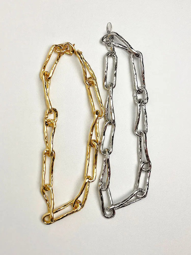 Retro Gold-plated Short Necklace for Women Girls Thick Chain Splicing Vintage Metal Choker Jewelry Trending New