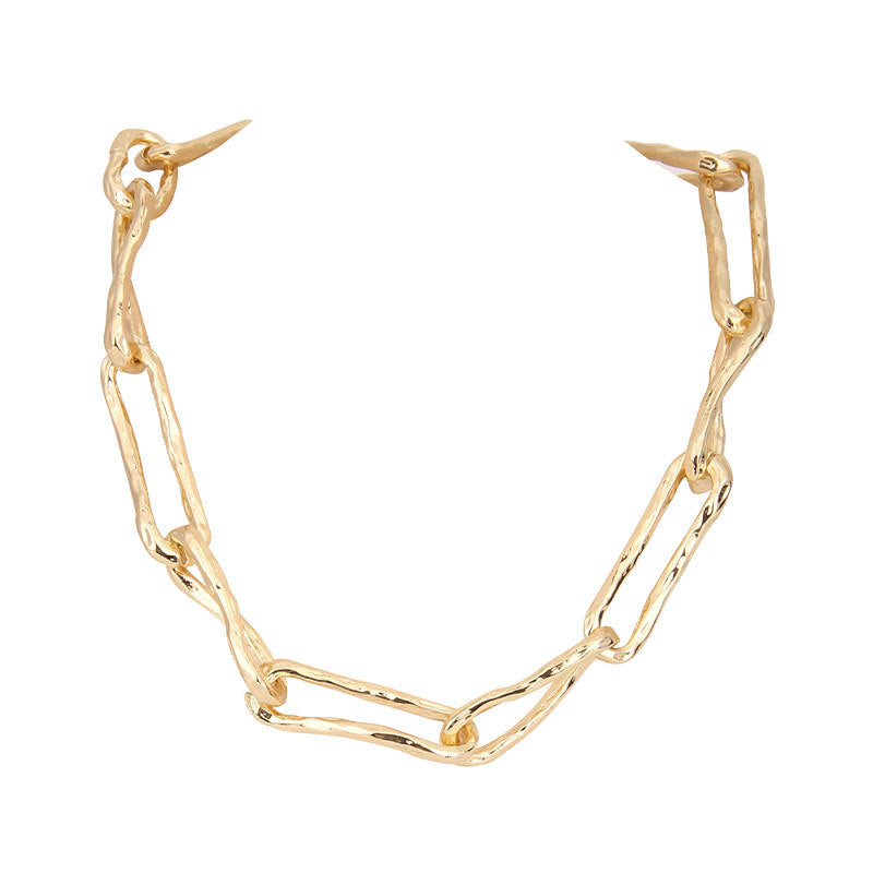Retro Gold-plated Short Necklace for Women Girls Thick Chain Splicing Vintage Metal Choker Jewelry Trending New