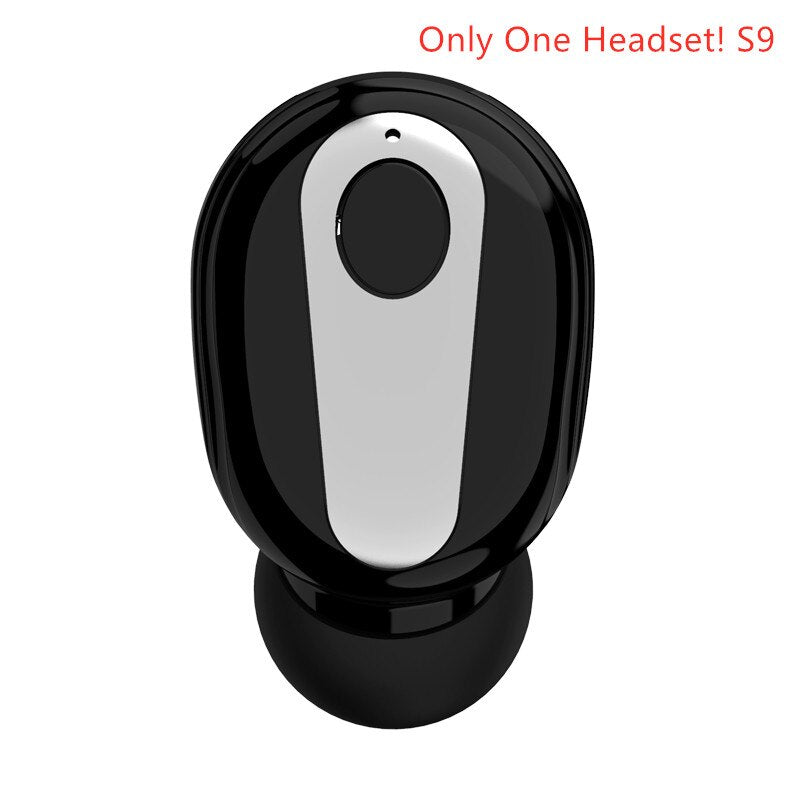 Mini In-Ear 5.0 Bluetooth Earphone HiFi Wireless Headset With Mic Sports Earbuds Handsfree Stereo Sound Earphones for all phones S9 Black