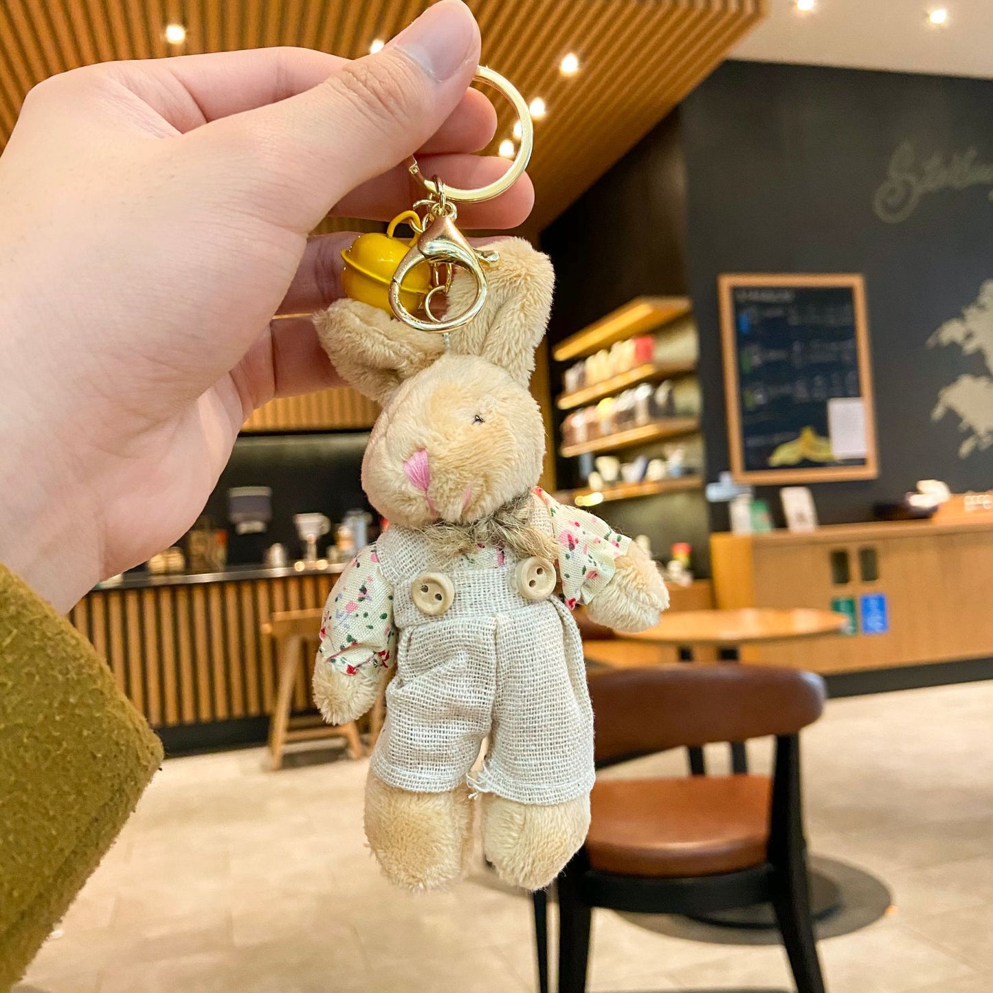 Cartoon Key Button Plush Sackcloth Bear Doll Schoolbag Pendant Rabbit Male
