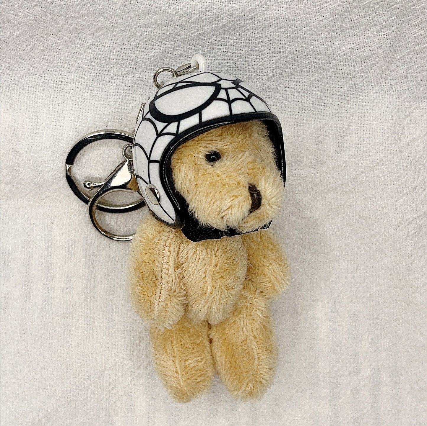 South Korea Ins Cute Motorcycle Helmet Bear Pendant Plush Key Chain Blue A Bear 8cm