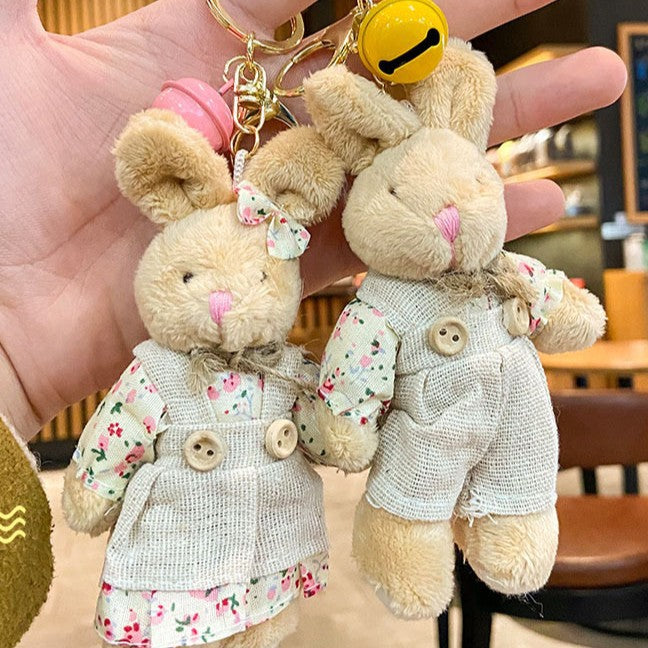Cartoon Key Button Plush Sackcloth Bear Doll Schoolbag Pendant Rabbit Girl