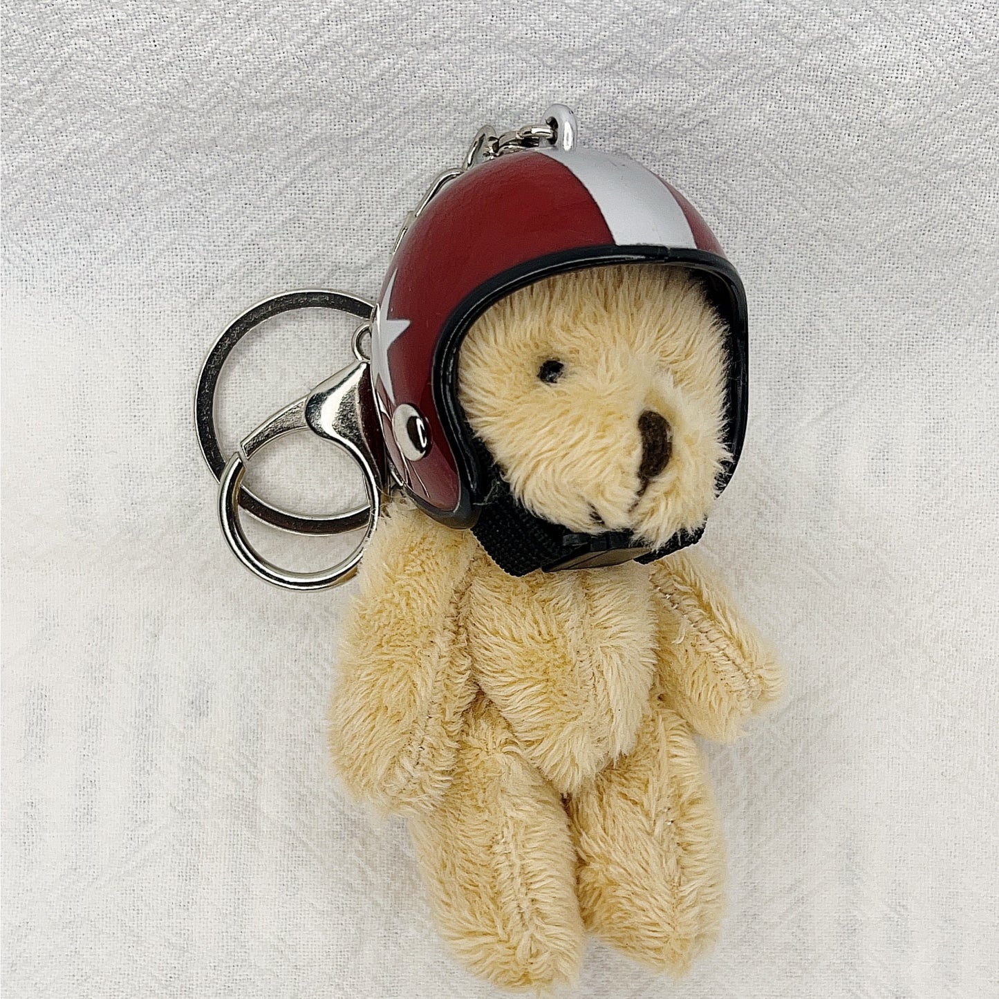 South Korea Ins Cute Motorcycle Helmet Bear Pendant Plush Key Chain Brown Five Stars 8cm
