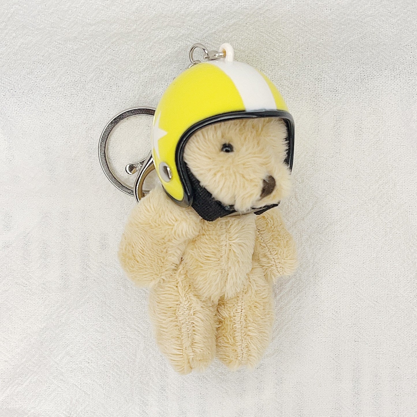 South Korea Ins Cute Motorcycle Helmet Bear Pendant Plush Key Chain Yellow XINGX 8cm