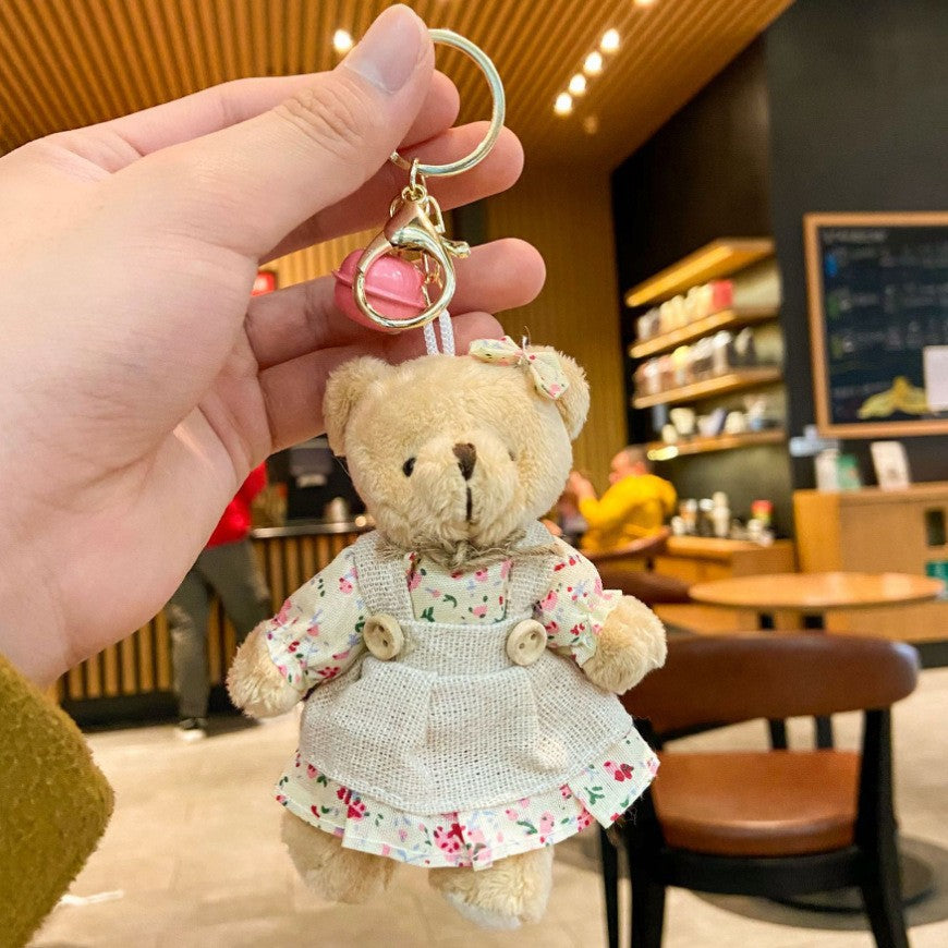 Cartoon Key Button Plush Sackcloth Bear Doll Schoolbag Pendant Bear Female
