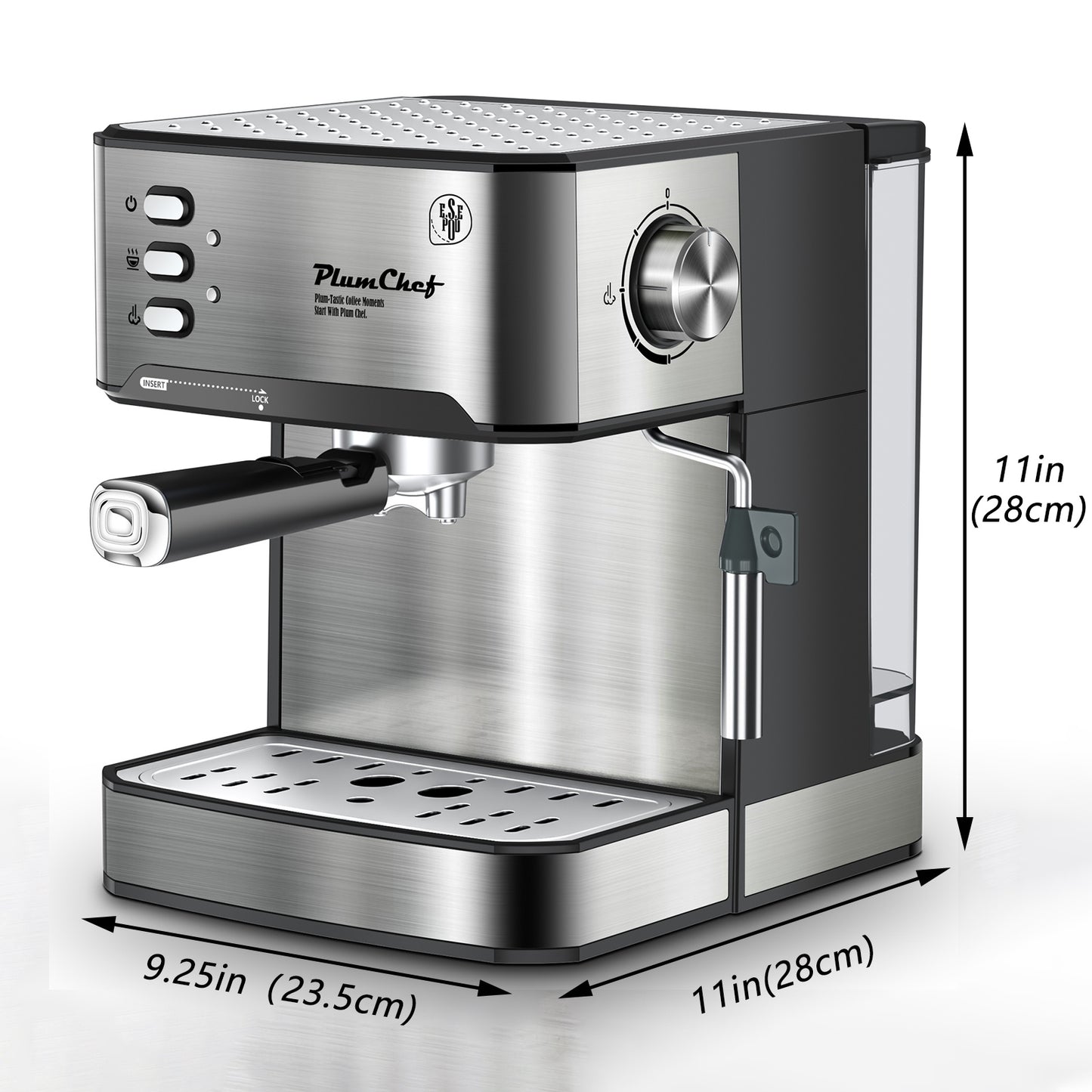 Professional Espresso Machine With Milk Frother, Single & Double Shot,