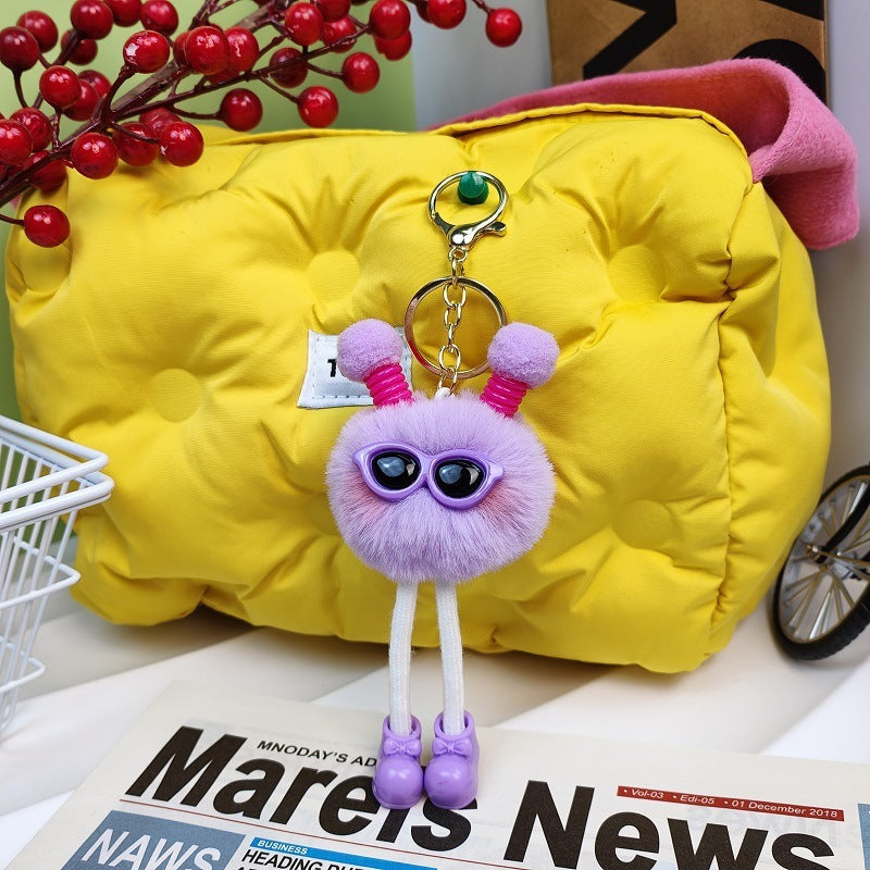 Creative Keychain Cute Three-dimensional Cartoon Doll Purple