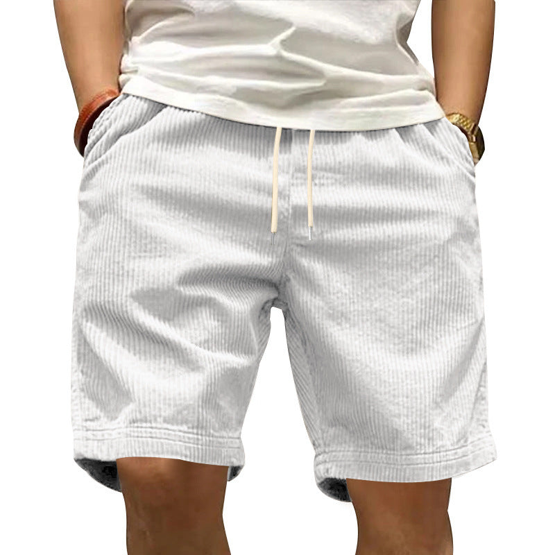 New Men's Casual All-matching Thin Corduroy Shorts White