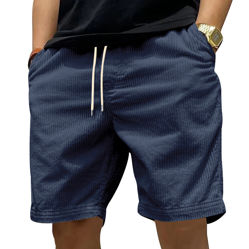 New Men's Casual All-matching Thin Corduroy Shorts Navy Blue